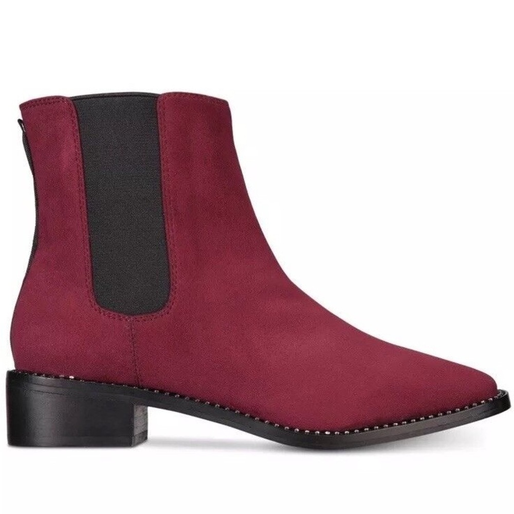 Like new Bebe Midolo red velvet rhinestone booties